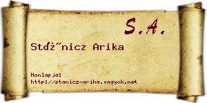 Stánicz Arika névjegykártya